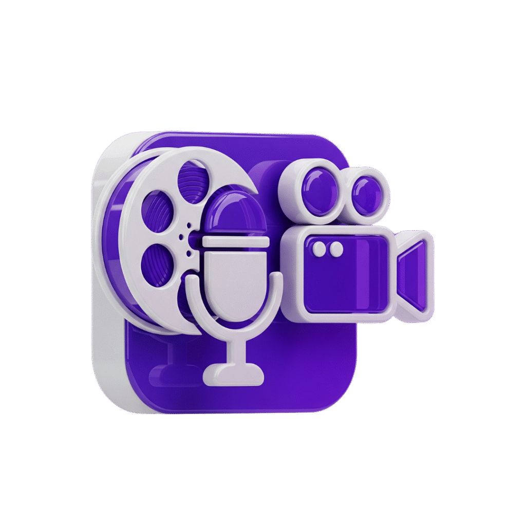 Ícono de cámara de video para servicio de producción